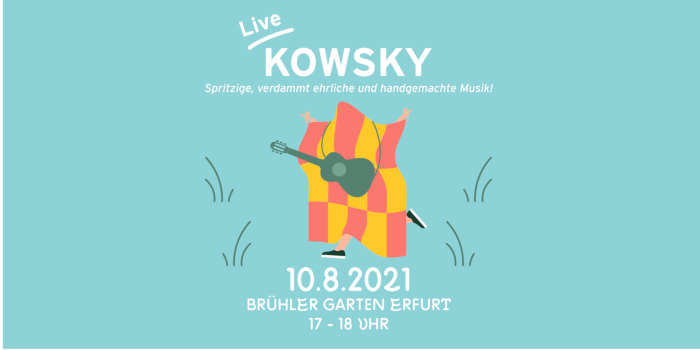 Creme Brühlee mit KOWSKY Plakat für die Veranatsaltung Creme Brühlee am 10. August 2021 mit der Band KOWSKY Im brühler Garten