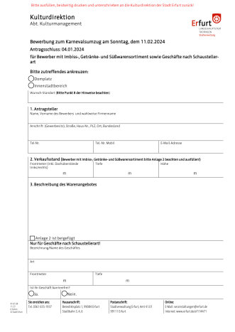 Vorschaubild Antragsformular Bewerbung zum Karnevalsumzug 2024