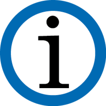 Illustration des Buchstabens "i" in einem blauen Kreis