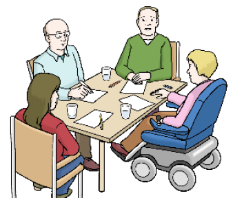 Illustration von 4 Menschen an einem Tisch