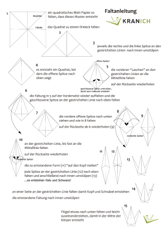 Faltanleitung Kranich Krämerbrückenfest Faltanleitung für einen Origami-Kranich