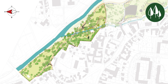 Grafik: Buga: Nördliche Geraaue – Maßnahme 1 © Stadtverwaltung Erfurt Kartendarstellung des Gebietes