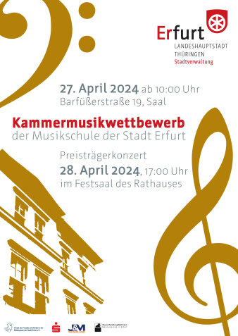Die Musikschule veranstaltet am 27.04.24 den Kammermusikwettbewerb. Das Preisträgerkonzert findet am 28.04.24 statt