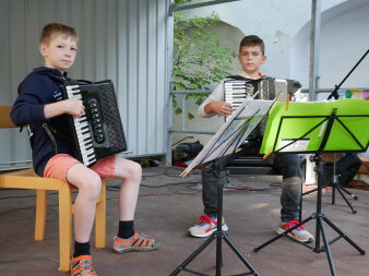 Akkordeon Spieler beim Konzert