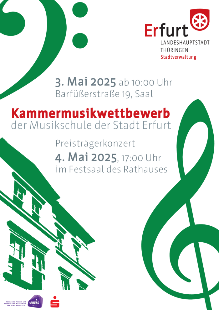 Kammermusikwettbewerb 2025 - Plakat Silhouette des Musikschulgebäudes