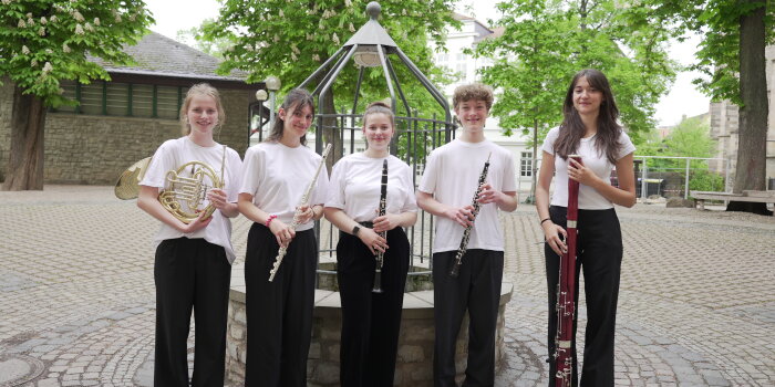 Foto: Kammermusikwettbewerb 2025 © Stadtverwaltung Erfurt Schüler mit Blasinstrumenten