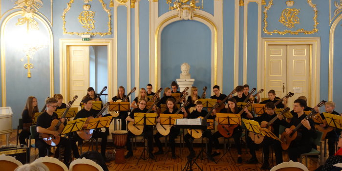 Orchestermusiker in Schlosssaal