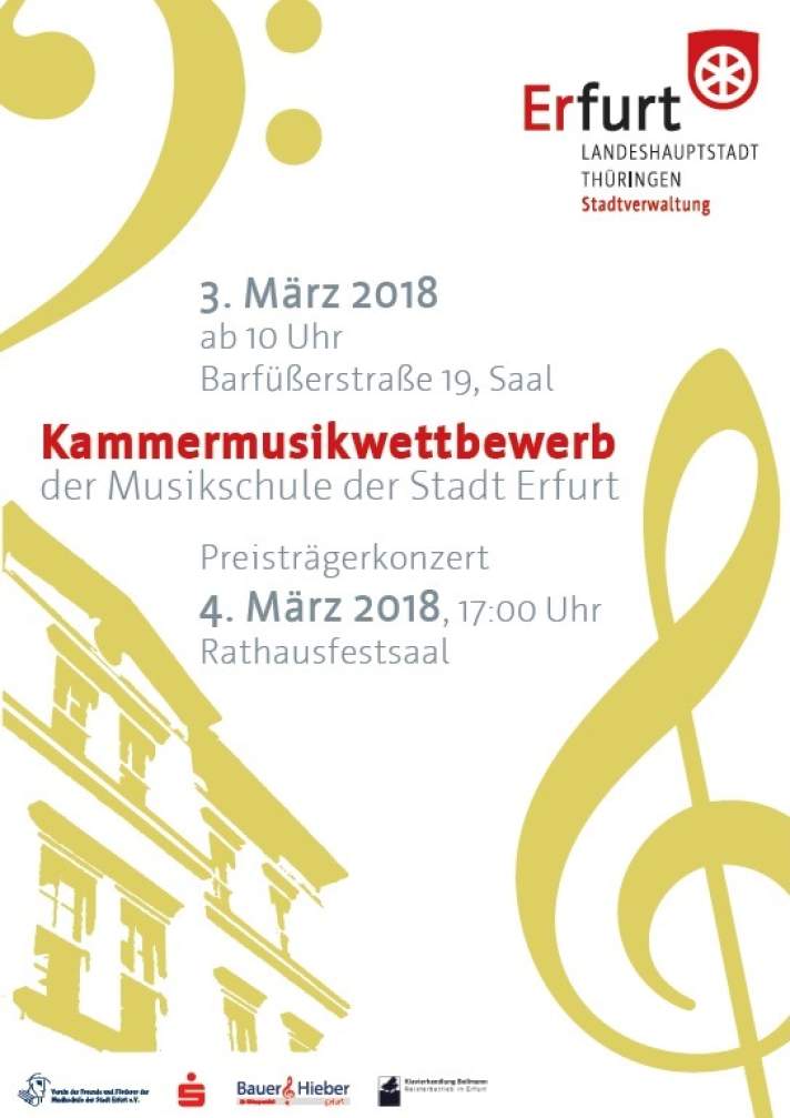 Das Plakat zeigt im Hintergrund die Silhouette der Musikschule in der Barfüßerstraße  