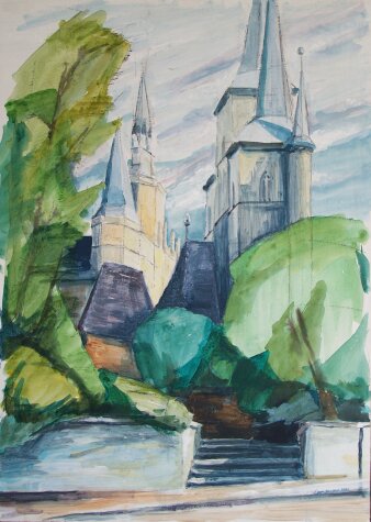 Erfurter Dom in Acryl auf Pappe