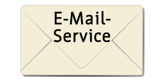 Grafik: E-Mail-Service © Stadtverwaltung Erfurt / L. Jahn Icon. Die Grafik bildet einen Brief mit der Aufschrift E-Mail-Service ab.