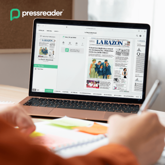 Laptop mit geöffneter App PressReader