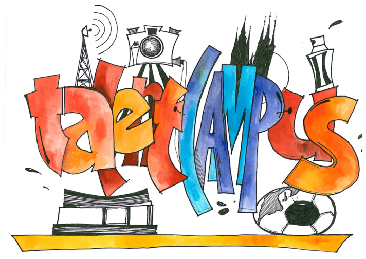 Eine Zeichnung der Buchstaben, die das Wort "talentCAMPus" ergeben. Künstler: Andreas Jäckel, Leiter der Erfurter Malschule, Volkshochschule Erfurt