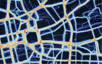 Heat-Map für die Verkehrsplanung, die aus der Nutzung der Radwege mit Hilfe der Stadtradeln App resultiert