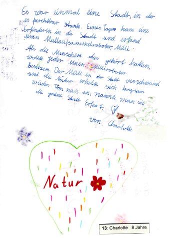 handgeschriebene Geschichte zur Erfurt grünen Stadt der Zukunft