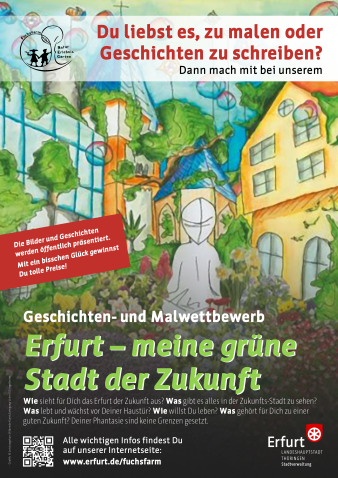 Flyer zum Mal- und Geschichtenwettbewerb der Fuchsfarm