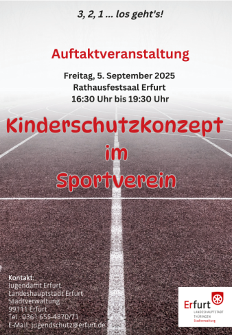 Foto: Auftaktveranstaltung Kinderschutzkonzept im Sport © Stadtverwaltung Erfurt Laufbahn für Sportler mit Nebel im oberen Bereich.