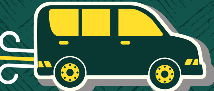 ein schwarzer Bus mit gelben Reifen und gelben Fenstern