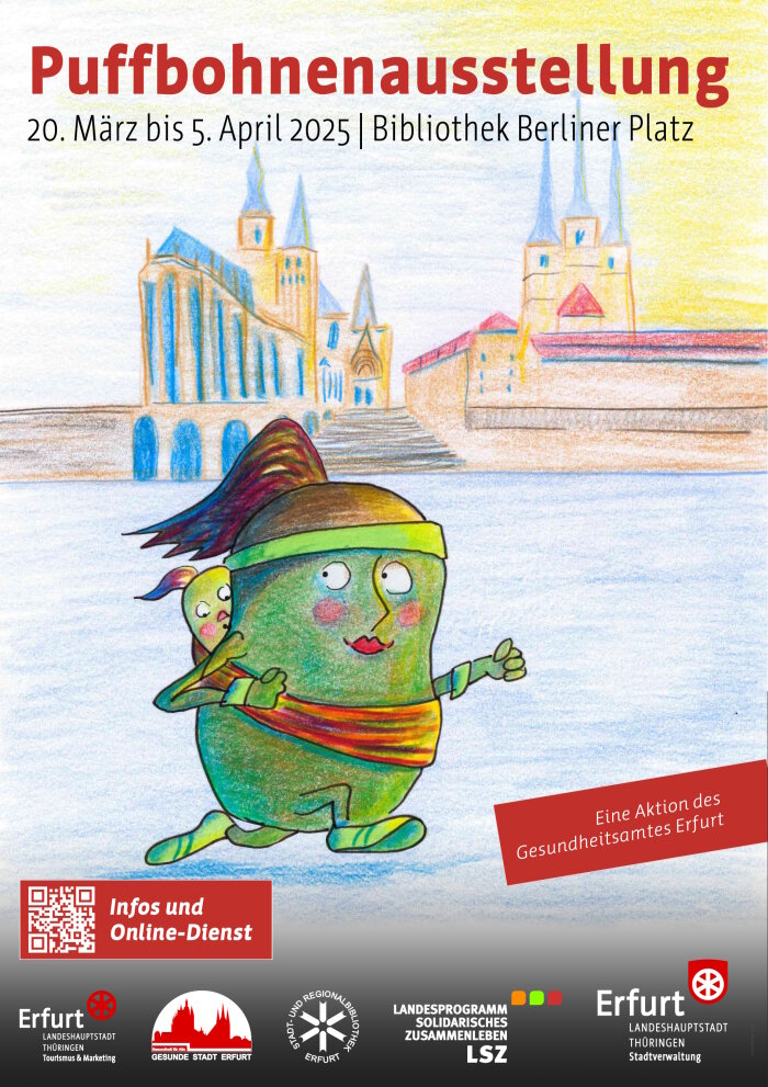 Puffbohnenaustellung 2025 Plakatmotiv 3 puffbohnengesund zum Thema Mutter mit Kind - gemalt