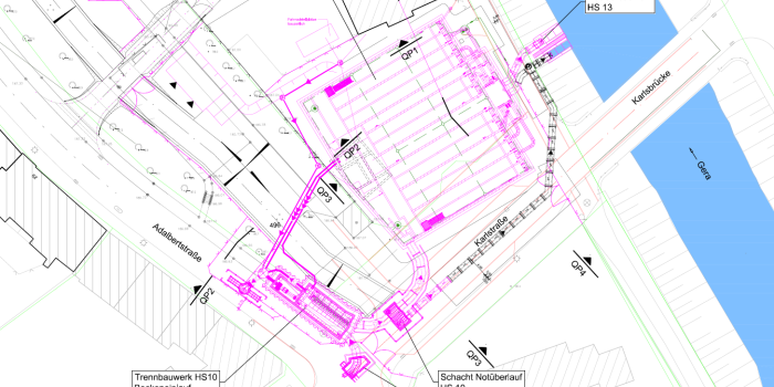 Foto: Skizze Baustellenbereich Los 3.1/RÜB Karlstraße © Stadtverwaltung Erfurt Skizze Baustellenbereich Los 3.1/RÜB Karlstraße