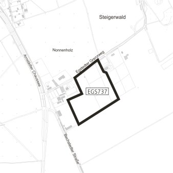 Dargestellt ist der Geltungsbereich des vorhabenbez. Bebauungsplan EGS737 "Photovoltaik-Freiflächenanlage Egstedt"