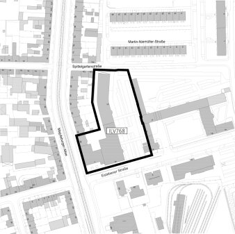 Geltungsbereich des Vorhabenbezogenen Bebauungsplanes ILV768 "Lebensmittelmarkt nördlich Eislebener Straße"