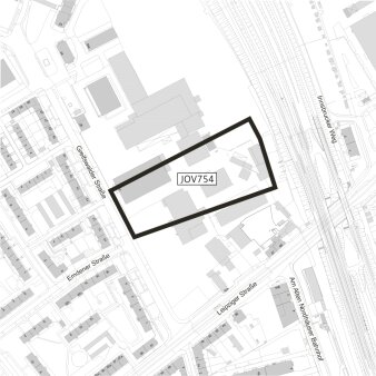 Dargestellt ist der Geltungsbereich des Bebauungsplanes JOV754 "Schulcampus Greifswalder Straße"