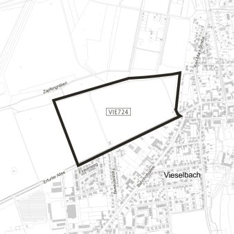 Dargestellt ist der Geltungsbereich des Bebauungsplanes VIE724 "An der Fasanerie"