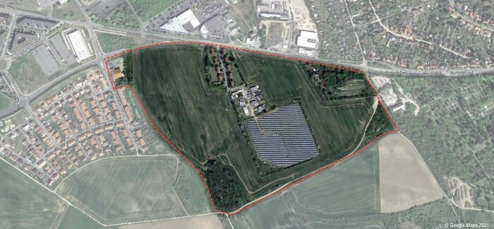 Luftbildaufnahme des Areals des städtebaulichen Rahmenplanes BIN716  "Volkenroder Weg"