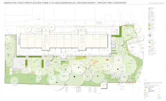 Der Plan stellt die Entwurfsplanung für die Umgestaltung der Außenanlagen am Family-Club Drosselberg dar.