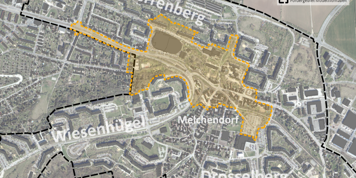 Stadtplanausschnitt mit markiertem Bereich