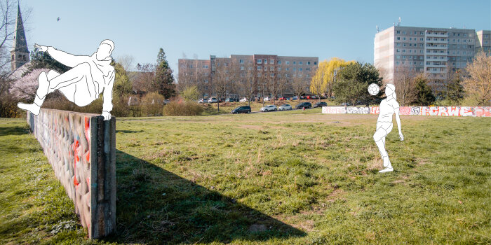 Das Bild zeigt den alten Bolzplatz an der Singerstraße