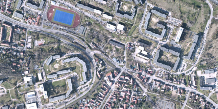 Luftbild vom Schwerpunkt des Modellvorhabens "Neuen Mitte Südost"