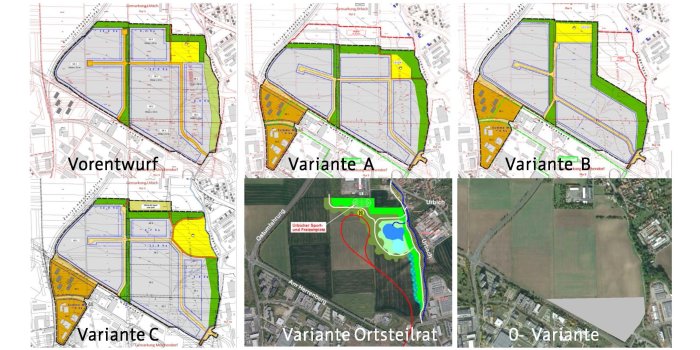 sechs Karten auf Luftbild-Grundlage