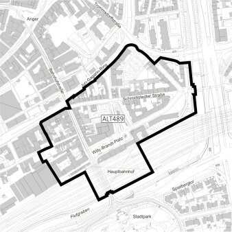 Verlängerung der Sanierungssatzung ALT489 „Bahnhofsquartier“ - Geltungsbereich