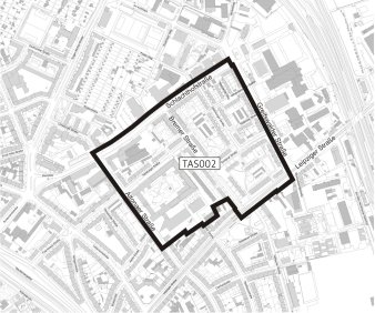 Dargestellt wird der Geltungsbereich der Teilaufhebung der Satzung "Sanierungsgebiet Innere Oststadt" für den Bereich "Hanseviertel"