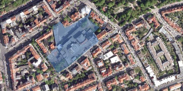 Luftbildaufnahme auf die Fläche des Realisierungswettbewerbes