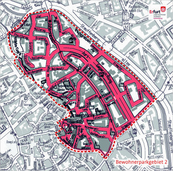 Bewohnerparkgebiet 2 mit Huttenplatz, Waldenstraße, Johannesstraße, Wenigemarkt und Krämpferufer