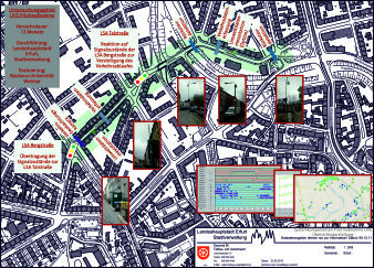Text- und Bildelemente auf einer Stadtkarte