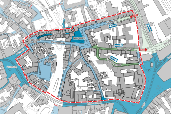 Die Karte zeigt die bestehende Verkehrsorganisation in der Verkehrszelle Wenigemarkt an.