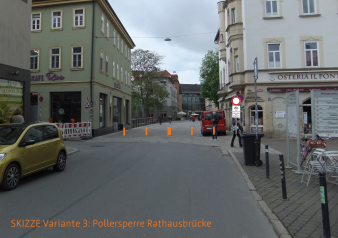 Das Foto zeigt symbolisch die Lage der Sperrung Rathausbrücke an