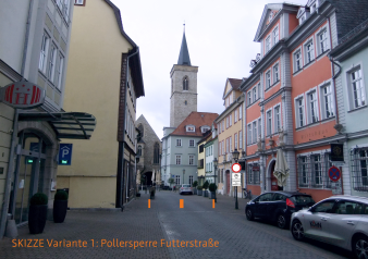 Das Foto zeigt symbolisch an welcher Stelle die Poller in der Futterstraße stehen könnten. 