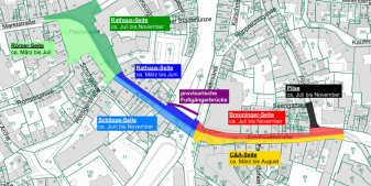 Kartenansicht des Bauprojekts Schlösserstraße mit eingetragenen Bauzeiträumen