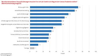 Das Diagramm stellt Umfrageergebnisse bzgl. der Herausforderungen seit Pandemiebeginn dar