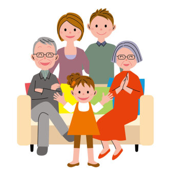 Ein zeichentrickartiges Bild einer Familie zur Illustration der Thematik der Familienbefragung.