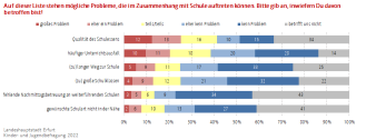 Balkendiagramm: Die Abbildung zeigt die Betroffenheit in Bezug auf verschiedene Probleme des Schulalltags.