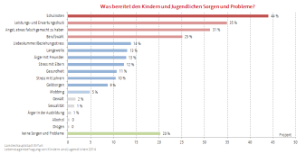 Balkendiagramm: Darstellung der Sorgen und Probleme von Kindern und Jugendlichen