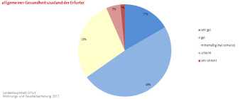 Kreisdiagramm: Die Darstellung zeigt die Verteilung des allgemeinen Gesundheitszustandes der Erfurter