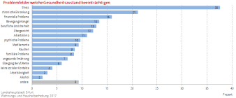 Balkendiagramm: Die Darstellung zeigt, welche Problemfelder den Gesundheitszustand beeinträchtigen