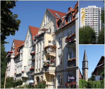 Foto von Gebäuden, Altbau, Plattenbau, Dorf