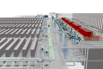 Blick in das Innere der fertigen Logistikanlage: der Fachboden des automatischen Behälterlagers.